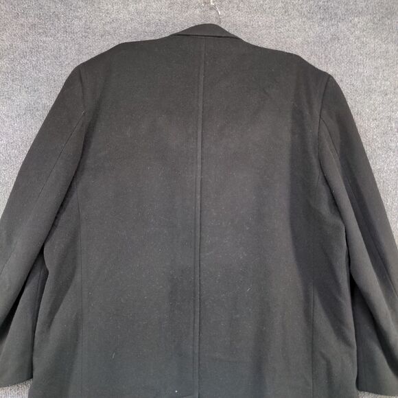 Kasper Men's Button-Up Coat Solid Black 50x48 Cashmere Blend Slit Back - Picture 8 of 16